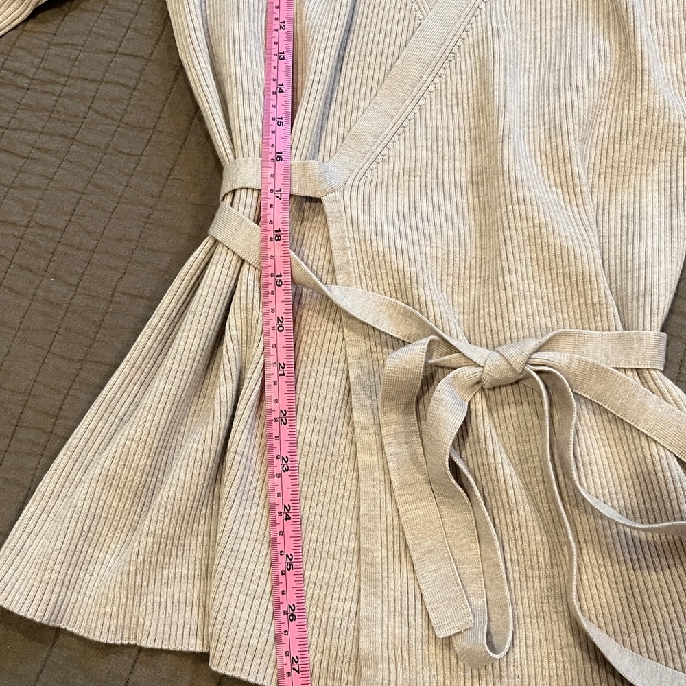 COS Beige Ribbed V-Neck Wrap Sweater - Picture 3 of 4